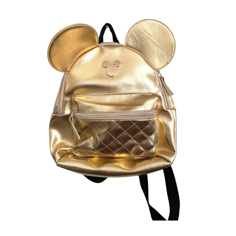 Disney’s Mickey Mouse Gold Mini Backpack 10.5” X 10.5” Mint Condition